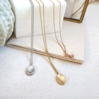 써지컬스틸 내츄럴타원코인 목걸이(실버.로즈골드.골드)