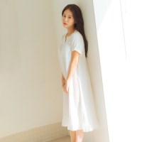 여름 거즈면 100% 롱 원피스 반팔 잠옷