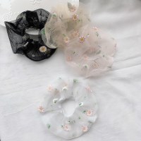 자수 꽃 시스루 슈슈 곱창 밴드 머리끈