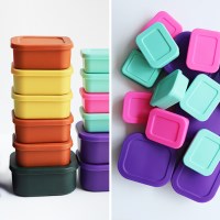 [리본제이]젤리팝 큐브 실리콘 밀폐용기 냉장고밥팩 소/중/대 3P세트