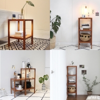 브라운 원목 다용도 수납 사각선반 4size 스탠드선반