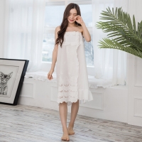 알콩단잠 골프가운 펀칭 무지 사우나 탑 순면 레이스 목욕가운 (화이