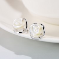 백장미 모조개 은귀걸이 로즈 실버 이어링 악세사리