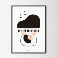피아노 치는 어린이 M 유니크 인테리어 디자인 포스터 음악