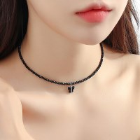 블랙화이트 나비 비즈 목걸이