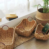 핸드메이드 라탄 다용도 레드 핸들 바스켓 - 3size