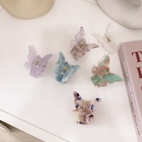 프렌치 셀룰로오스 자개 나비 머리 집게핀