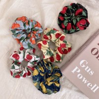 프롬 체리 패턴 스크런치 곱창끈 헤어끈