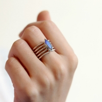 [normaldott] Line & line labradorite silver ring