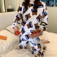 테디 수면잠옷 여성 겨울 극세사 수면 바지 잠옷세트_(2488124)