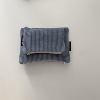 크림 블루 골덴 파우치(Cream blue corduroy pouch)