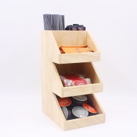 바른디스펜서 원목 사선홈카페수납소품 3단 정리함 (ho003)