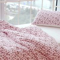 보송보송 타올침구 - 핑크레오파드 싱글풀