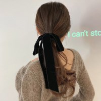 미네 벨벳 리본 헤어밴드 머리끈_(2509854)