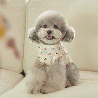 체리 프릴 강아지 실내복 (화이트)