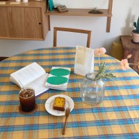 에블린 빈티지 체크 방수 식탁보 4인정사각_(2898120)