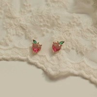 [봄밤달] 유리알 복숭아 귀걸이