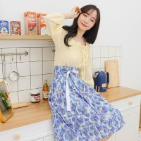 서리나래 패턴블루 허리치마