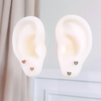 써지컬스틸 미니하트 귀걸이 실버 로즈골드