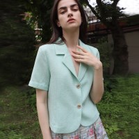 팬시 트위드 민트 반팔 자켓 _ Fancy Tweed Mint JK