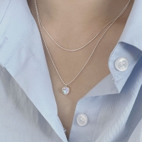 (silver 92.5) 하트 오팔 팬던트 목걸이