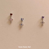 [봄밤달] 하트 십자가 써지컬바 피어싱 (귀걸이침 변경가능)