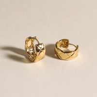 실버925 체크 엠보싱 볼드 원터치 링 귀걸이