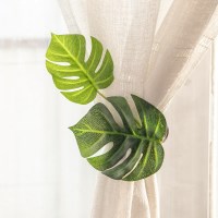 몬스테라 유칼립투스 조화 꽃 커튼 집게 타이백 15cm 2컬러