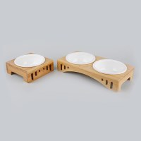 강아지 고양이 애견 펫홀릭 대나무 식탁 식기 세트 (2type)