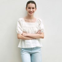 SQUARE NECK RAGLAN BLOUSE_IVORY
