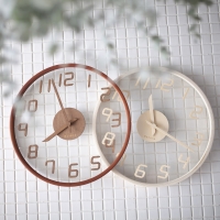 [텐텐단독] 바나나 유리나무 나무바늘숫자 무소음 벽시계 2컬러