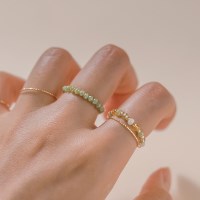 4set 컬러 비즈 반지 아크릴 레이어드 골드 민자 실 반지 세트