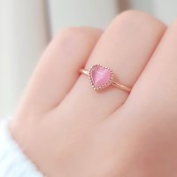 써지컬스틸 하트캣츠아이 반지 실버 핑크골드 골드