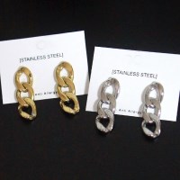 써지컬스틸 3단볼드체인 귀걸이 실버 골드