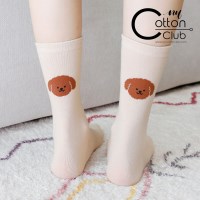 [NY코튼클럽] 여성 뽀글이퍼피 무지 중목 양말 W2307