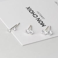 몽슈와 실버 큐빅 귀걸이