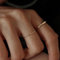 14K gold square chain ring