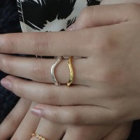 [silver 925] 여자 물결 데일리 레이어드 심플 은반지