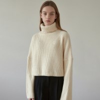 TURTLENECK CROP KNIT_CREAM