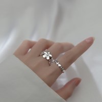 에르모사제이 R049 엔틱 하트 체인 플라워 오픈 실버 925 반지