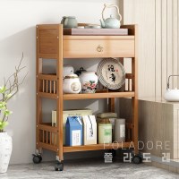 이동식 나무 다용도 서랍장 수납 선반 트롤리