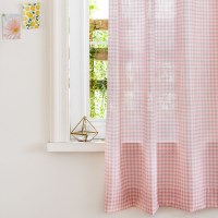 [맞춤]파스텔 체크 아이방 반창 면커튼 가리개 핑크