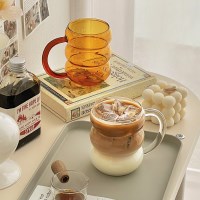 내열유리 튜브 머그컵 400ml / 웨이브컵 글라스