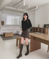 [당일출고] 고퀄리티 트임 레더 스커트