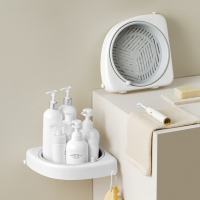 [클리어런스] 무타공 회전하는 물빠짐 욕실 주방 코너 선반