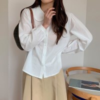 둥근 레이스 카라 코튼 블라우스