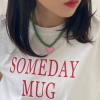 [핸드메이드] 컬러풀 하트 팬던트 원석 구슬 목걸이 2 color