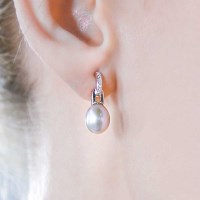 925 silver 클래식 천연 담수진주 아이스 그레이 귀걸이