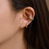 실버925 미니 새들 하프링 큐빅 원터치 링 은 귀걸이