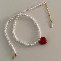 [포인트템] 러빗 빨간하트 진주 목걸이 핸드메이드 1 color